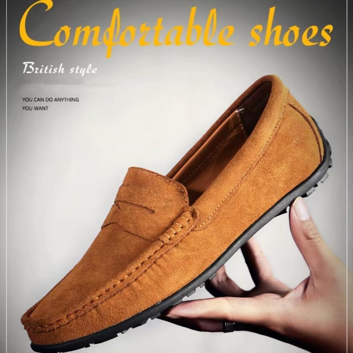 Penny Loafer für Herren, Wildleder, Slip-On-Wildleder-Mokassins, handgefertigt, weich, atmungsaktiv, Business-Kleid, flache Fahrschuhe