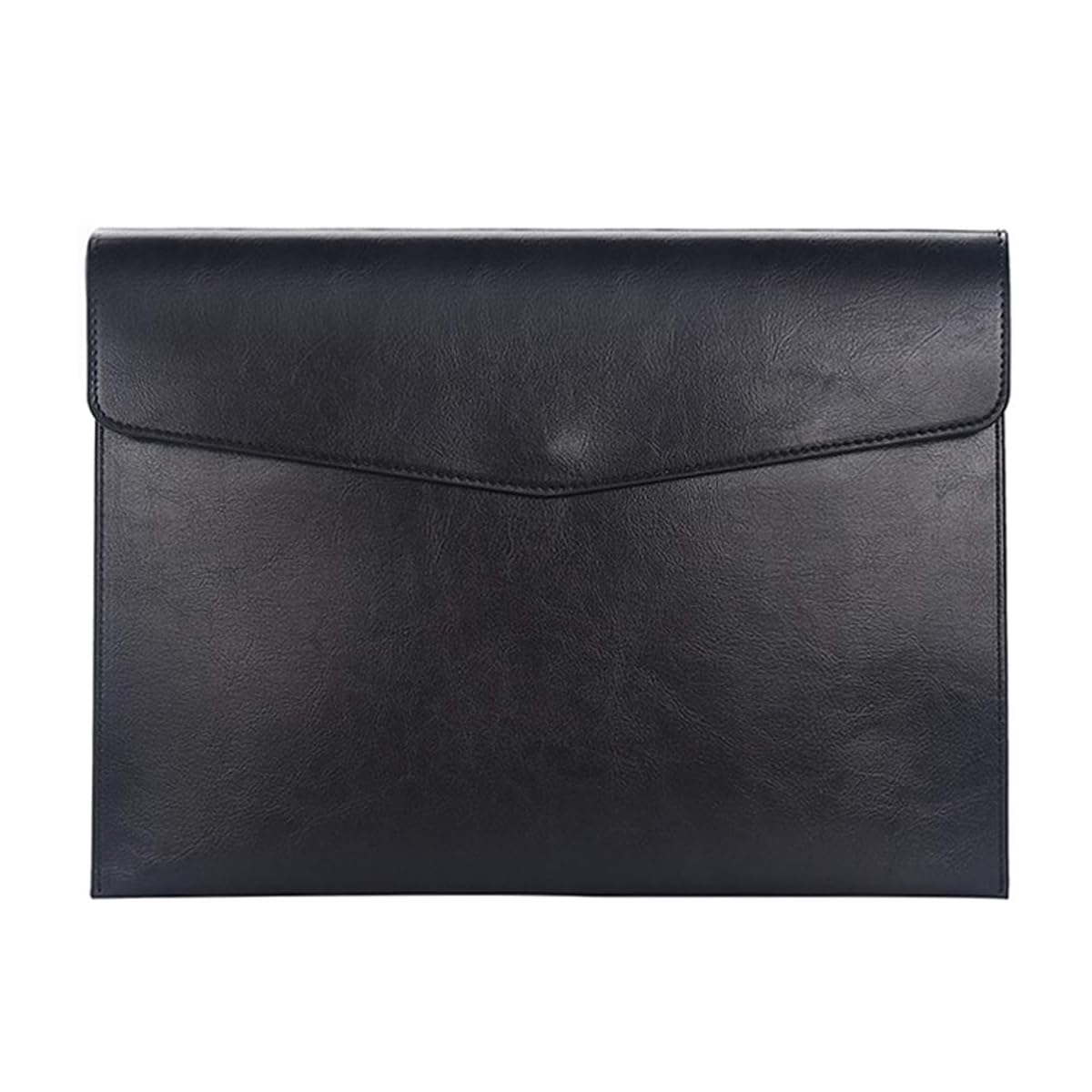 PROMOTEUP A4 A5 PU Leather Document Holder with Metal Button, 100 Sheets Capacity Office File Bags(Black)