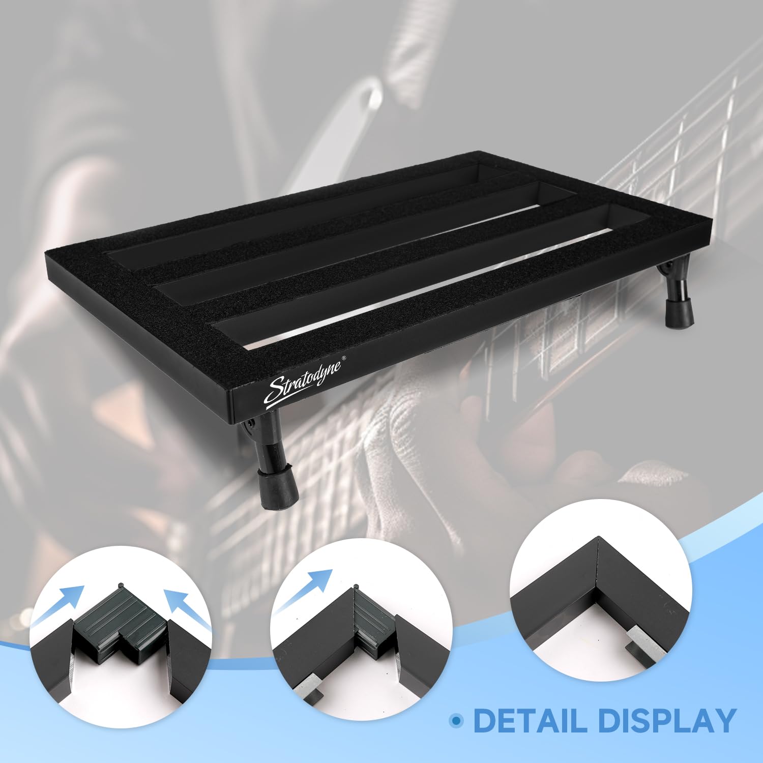 Gitarren-Pedalboard aus Aluminiumlegierung, 0,8 kg, Super-Lichteffekt, Pedalboard, 50 x 29,8 cm, mit Tragetasche