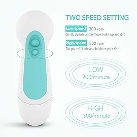 Waterproof Facial Cleansing Spin Brush Set with 5 Exfoliating Brush Heads - Electric Face Scrubber Cleanser Brush by CLSEVXY - Face Brush for Gentle Exfoliation and Deep Scrubbing