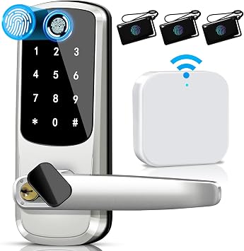 Keyless Entry Door Lock with Keypad - Smart G2 WiFi Gateway - TT Lock App & Bluetooth Remotely ControlIncluded 5 Pcs IC Card