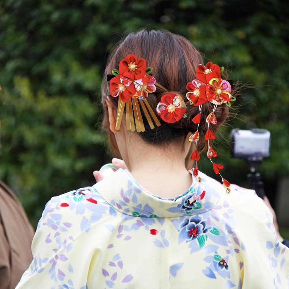 Amazon.com : Umibow 3 Pcs Japanese Kimono Flower Hair Clips Tassel  display picture 1