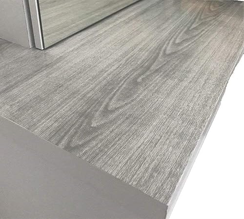Miniatura 7 de Moyishi Papel tapiz autoadhesivo de grano de madera gris claro sintético para revestimiento de cajones de estantes, papel de PVC, 17.7 x 118