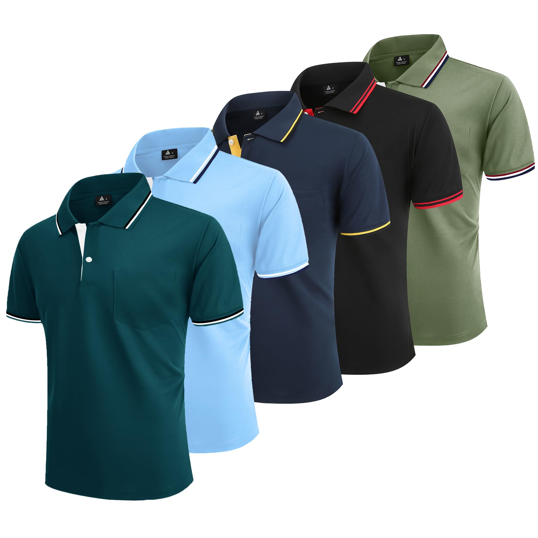 LLdress Polo para Hombre Paquete de 5 Polos Manga Corta Camiseta de Golf Ligera y Transpirable T Shirt de Tenis Verano