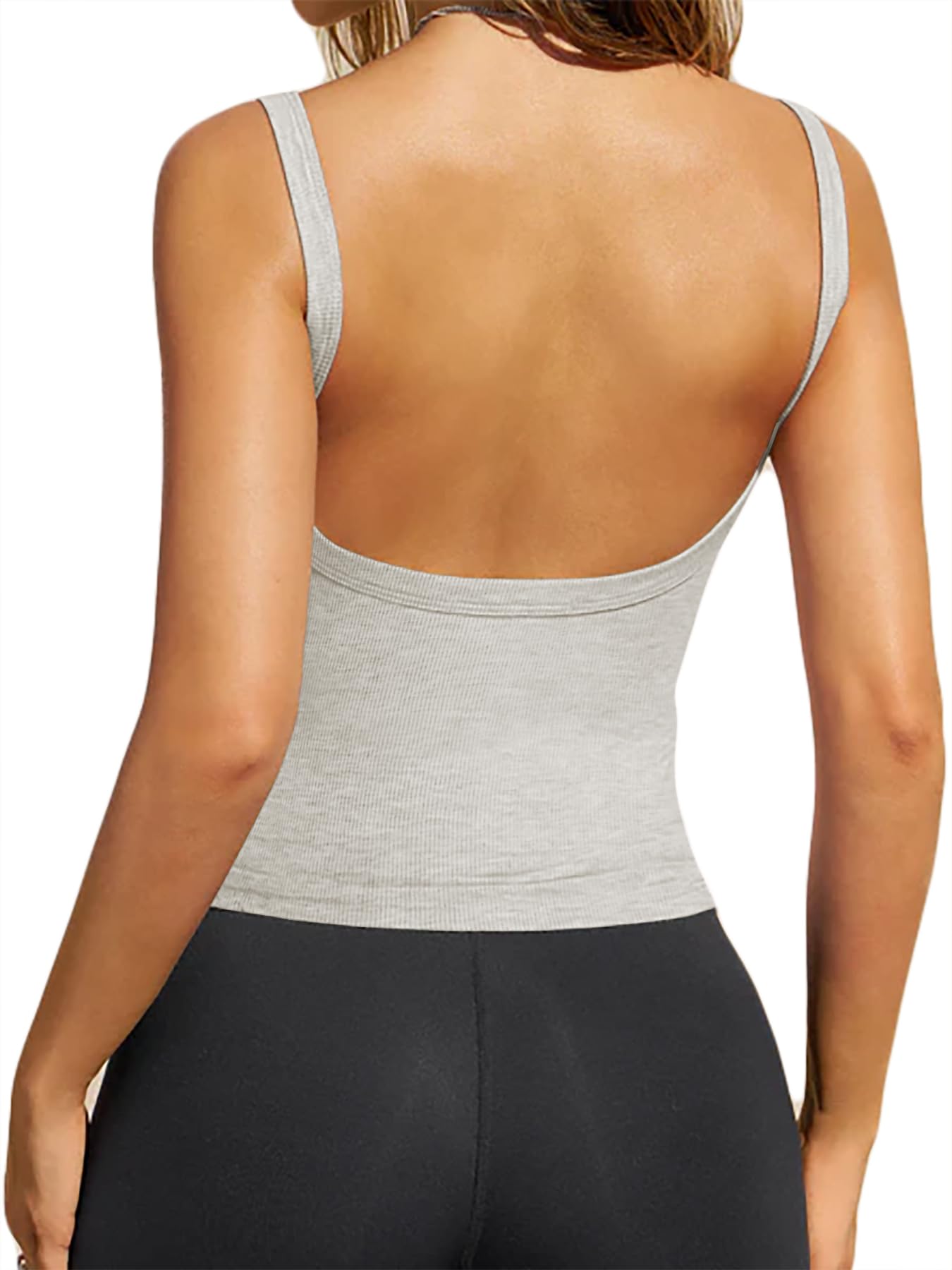 Albe Rita Women Summer Tops Backless Tank Tops Basic Cute 2025 Crew Neck Camisole Spaghetti Strap Going Out Slim Fit Shirts