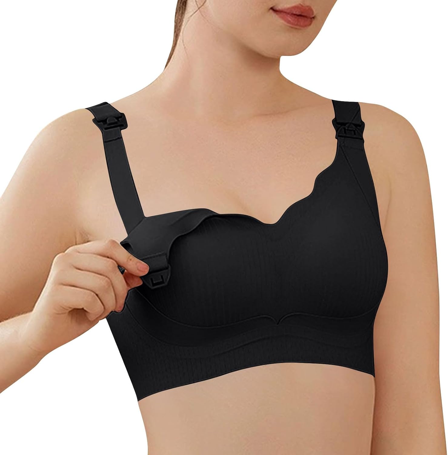 Women V Neck Wireless Bra Full Coverage Comfort Jelly Bras Plus Up Supportive Seamless Bralette Soft Breathable Bra