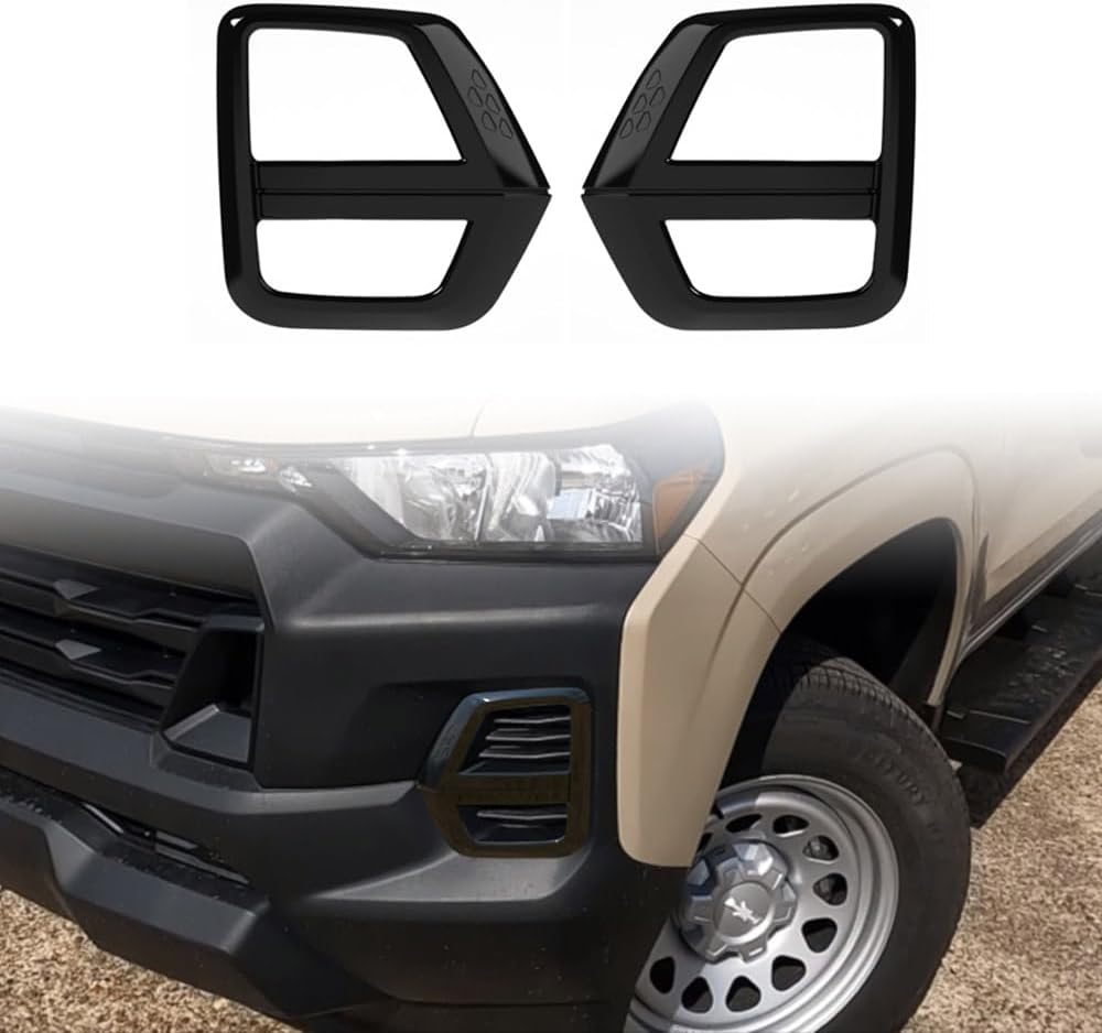 Car Front Bumper Fog Light Air Vent Trim Cover Compatible with Chevrolet Colorado 2023 2024 2025+ Accessories (Glossy Black)