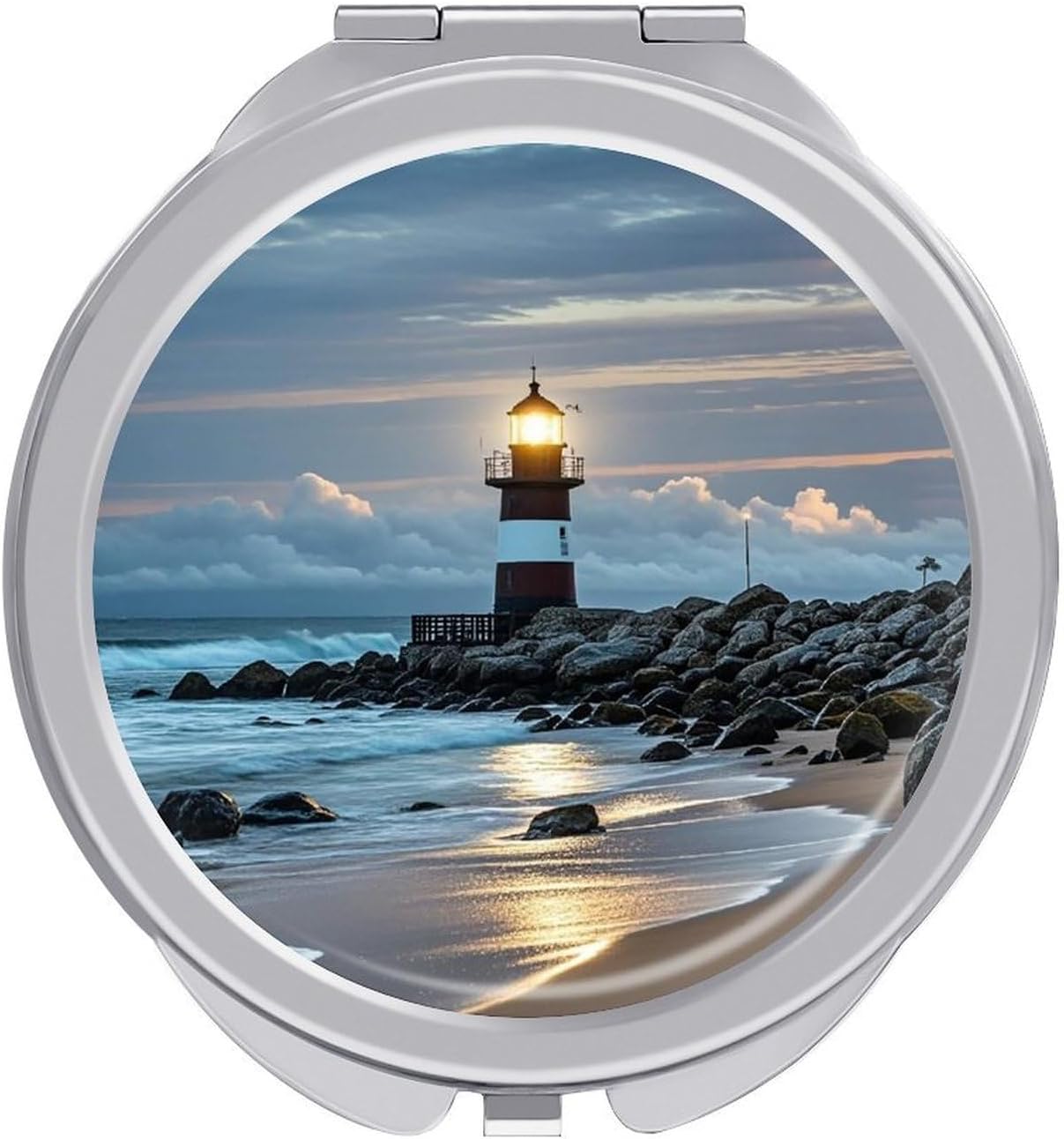 Sea Lighthouse Travel Makeup Mirror Compact for Purse Pocket