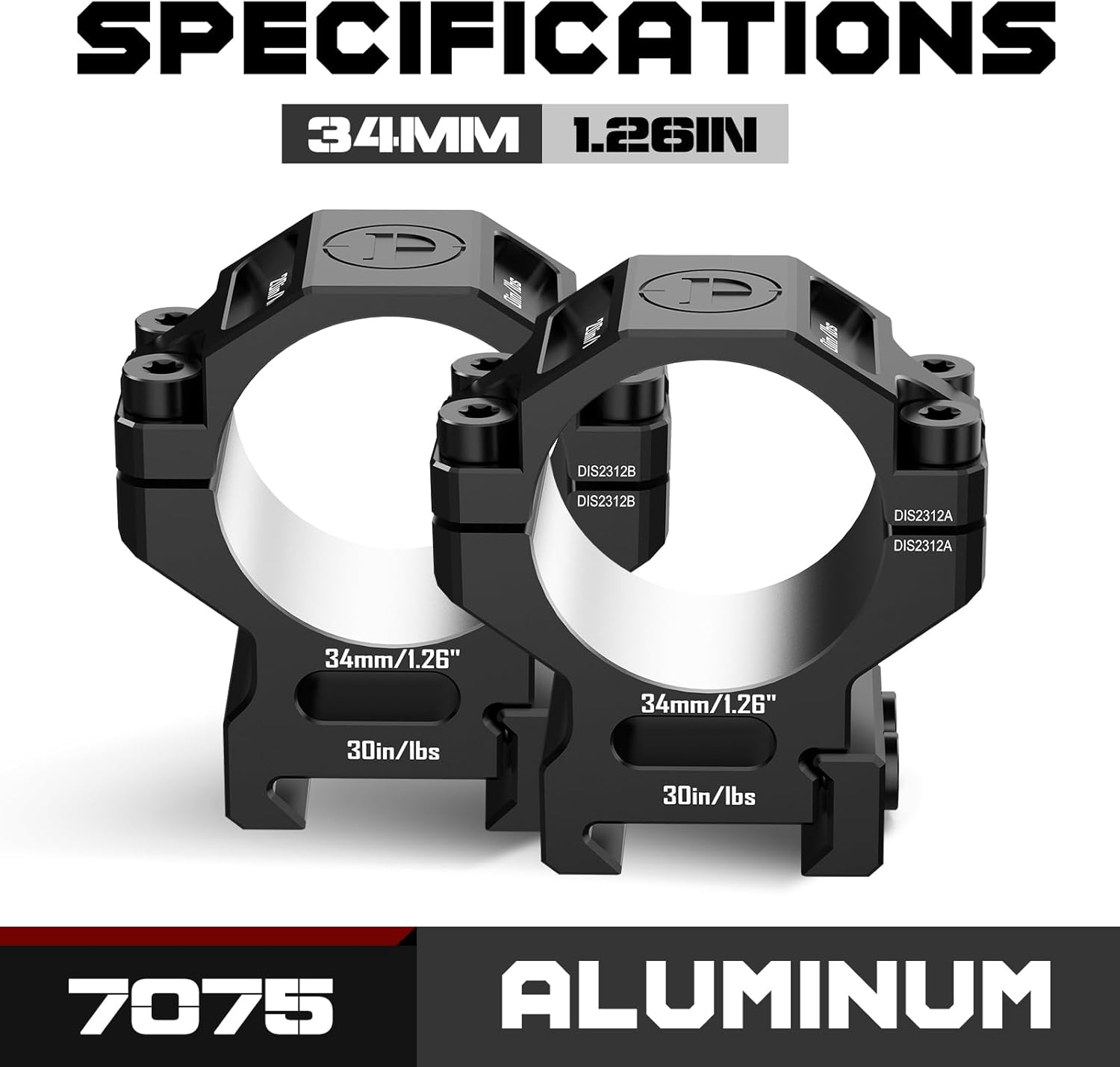 ED GEN-II 5-25x56mm PRS Rifle Scope with 7075 Scope Rings(34MM-1.26INCH)