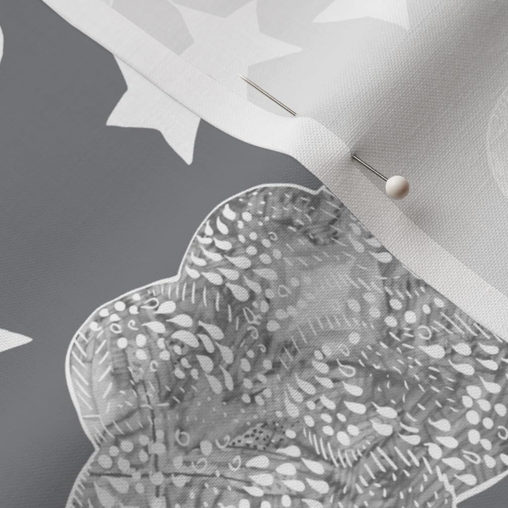 Spoonflower Fabric - Dreams Clouds Charcoal Grey Unisex Moon Star Cloud Sweet Stars Printed on Petal Signature Cotton Fabric by The Yard - Sewing Quilting Apparel Crafts Decor