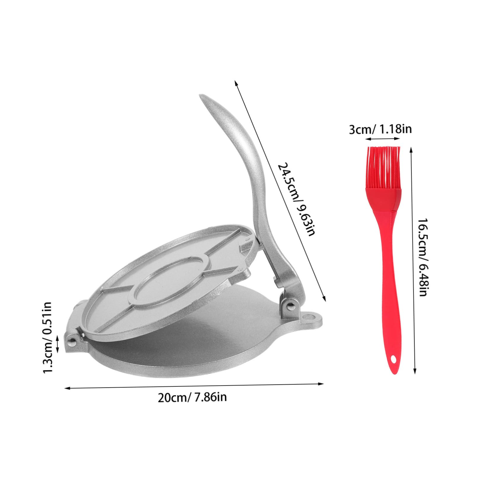 PRETYZOOM Tortilla Maker and Dumpling Press Tool Manual Dough Molder for Empanadas Ravioli and Tortillas with Silicone Brush for and Versatile Use