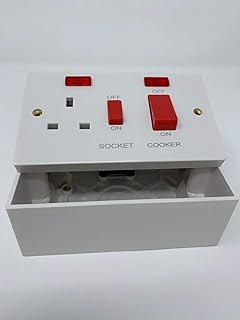 45 AMP Double Pole Cooker Socket/Switch with NEON with 47MM BACKBOX