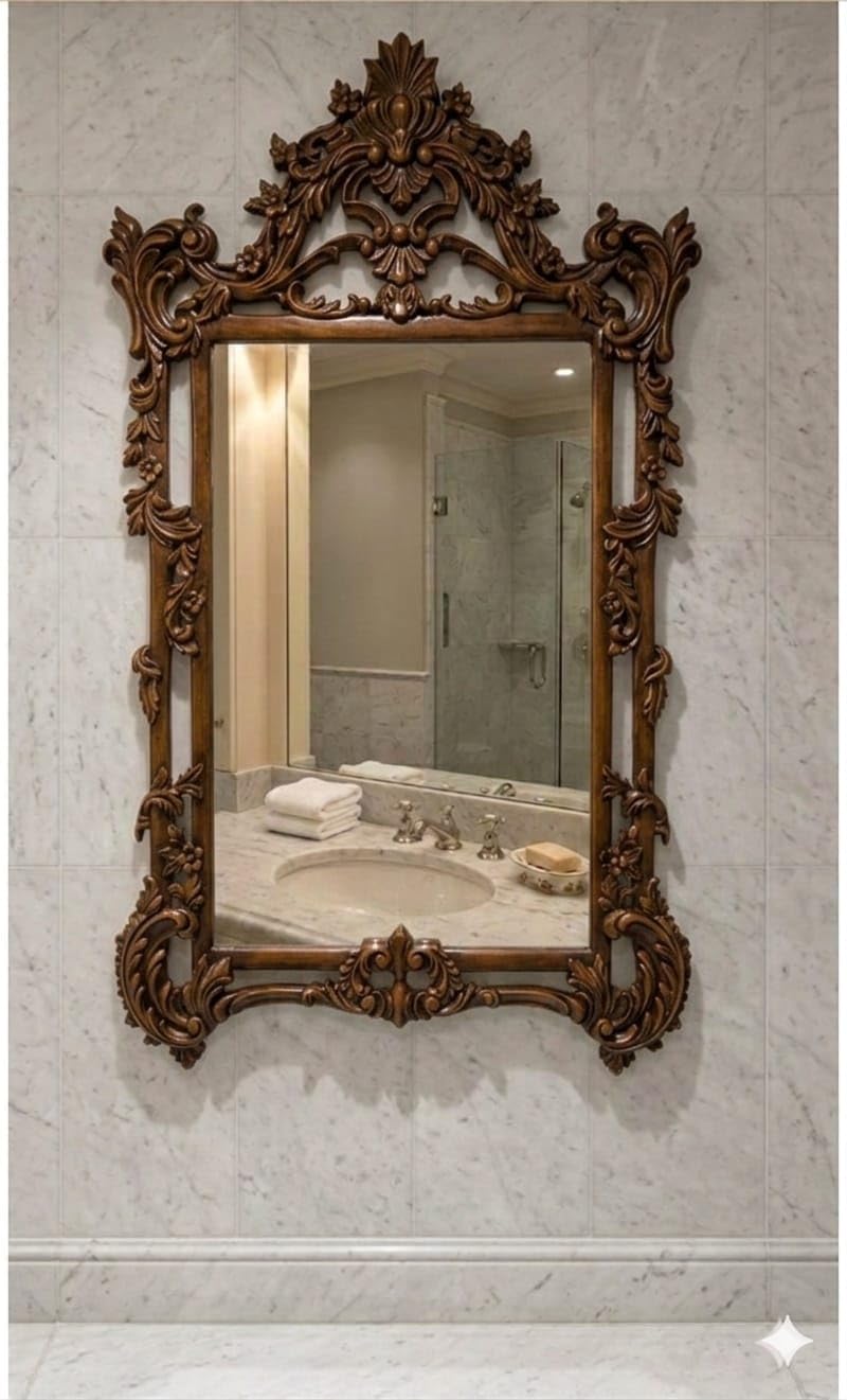 Royal Traders Elegant Wooden Mirror Frame Classic Wall Decor Mirror for Home Interiors Vintage Style Decorative Wall Mirror Only Frame Without Mirror for Bedroom Living Room (Brown)-image-29