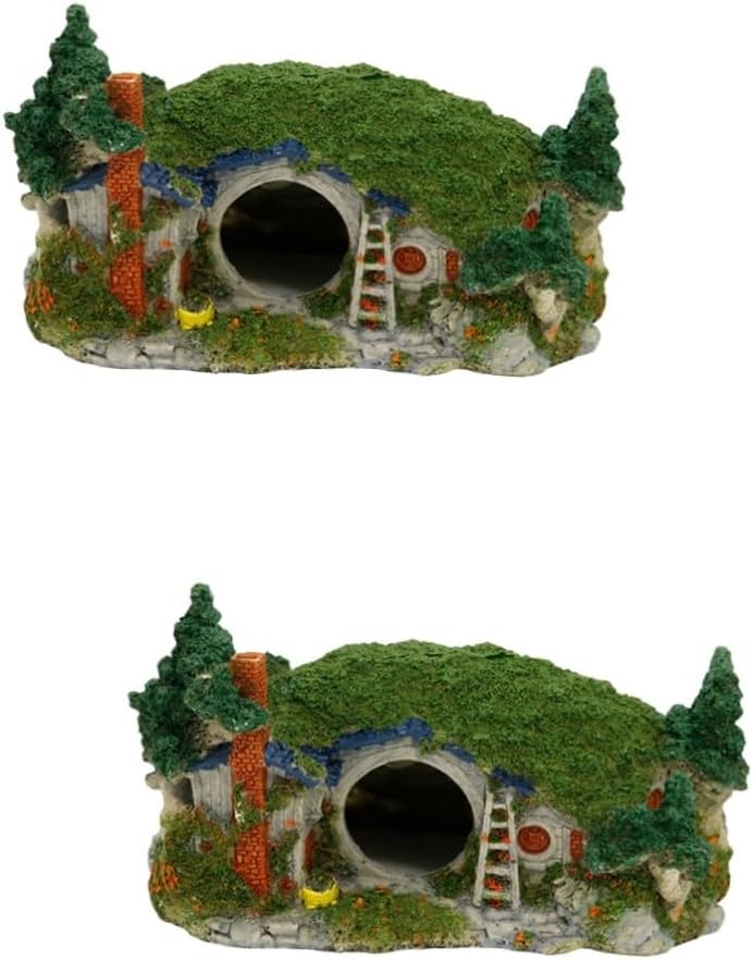 2pcs Fish Tank Large Landscaping Coral Aquarium Fish Tank Gravel Hideout Fish Tank Decorations Fish Tank Light Fish Tanks Reptile Park Air Dome Treehouse Resin