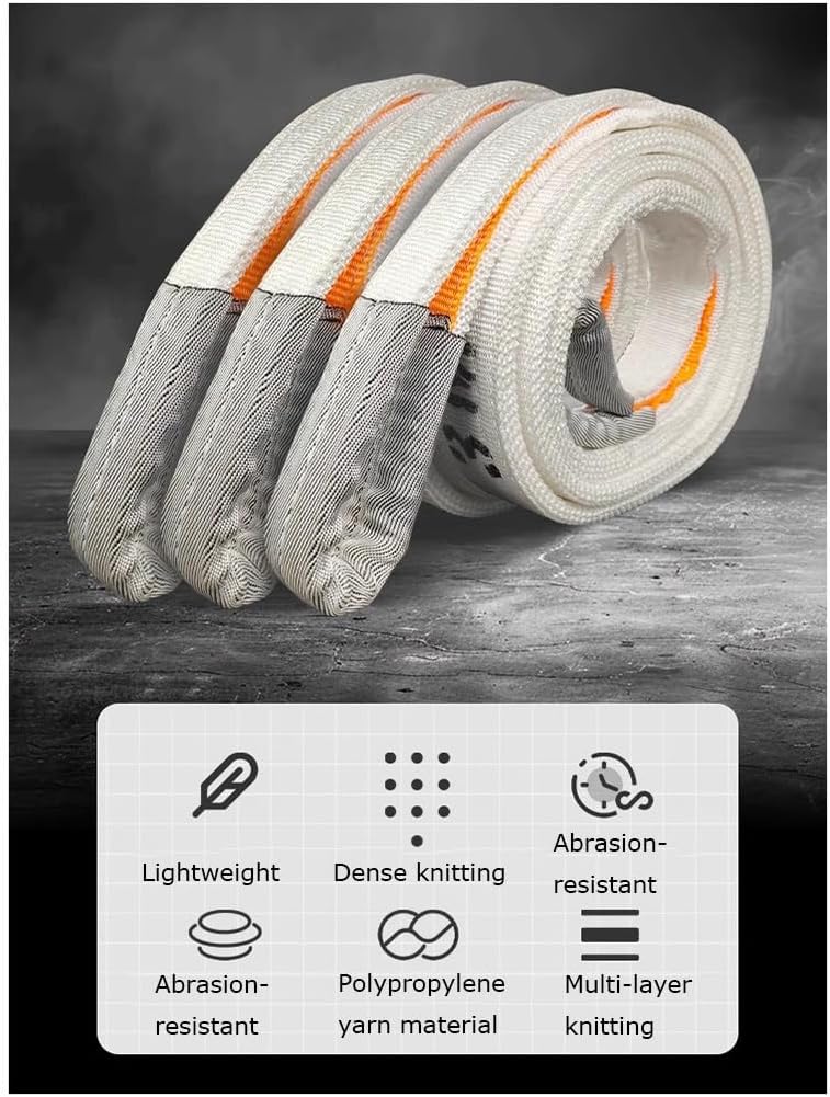 Tow Strap (2 in X 16 Ft) with Forged Steel Hooks Lab Tested 25000lbs Break Strength Emergency Heavy Duty Capacity Tow Strap for Car Truck SUV Off-Road Recoveries（White）(White2,7 m/30 tons)
