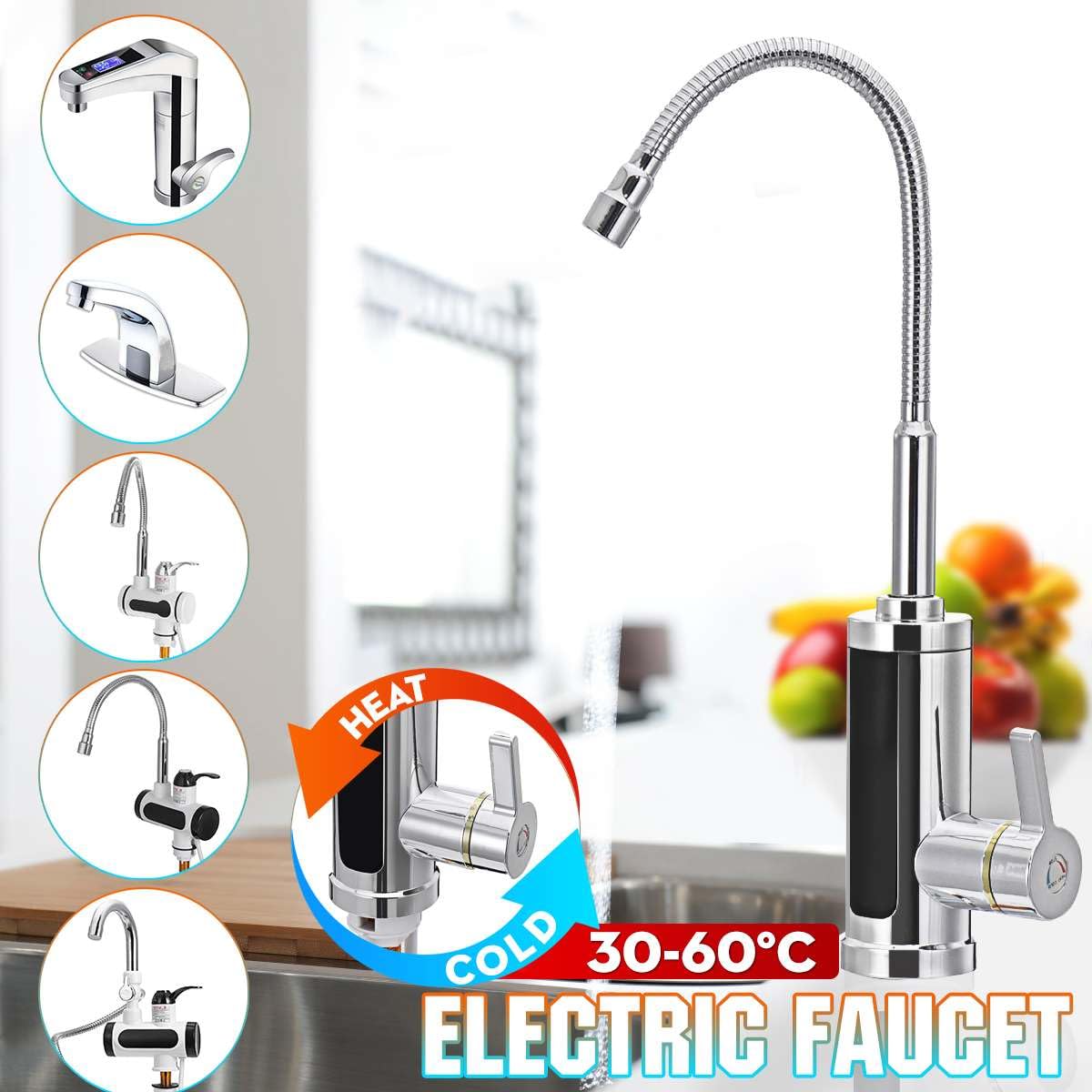 Podgrzewany kran 3000 W 220 V elektryczny przepływ kuchenny podgrzewacz wody z kranu natychmiastowy kran ciepła woda z kranem zimny bezzbiornikowy podgrzewacz wody z natychmiastowym zaworem