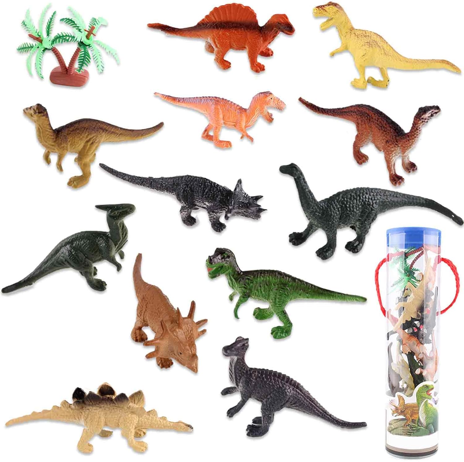 12 Pieces Mini Dinosaur Figures Set, Dinosaurs Play Set, Dinosaur Toys