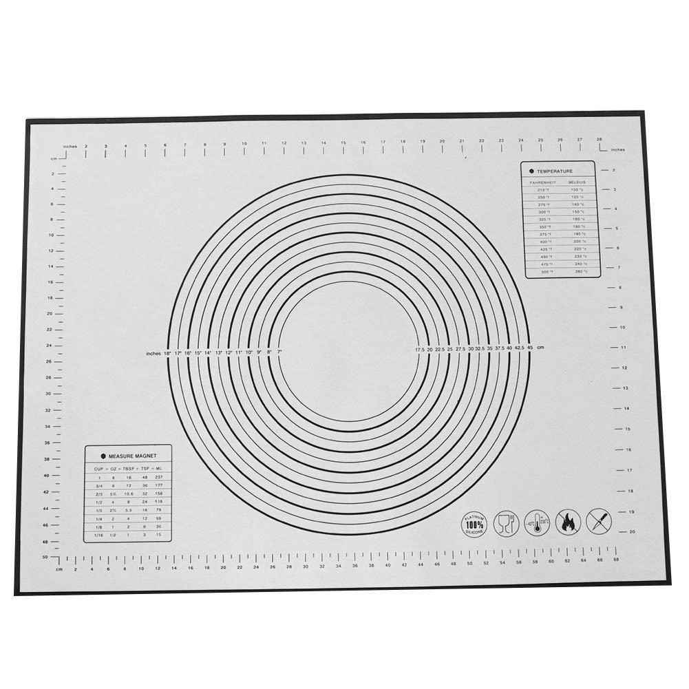 Nikou Almohadilla de silicona antideslizante para amasar, antiadherente, con escalas, para cocina, cocina, cocina, cocina, cocina, 60 x 80 x 0,4 cm, color negro, tapete de masa para hornear