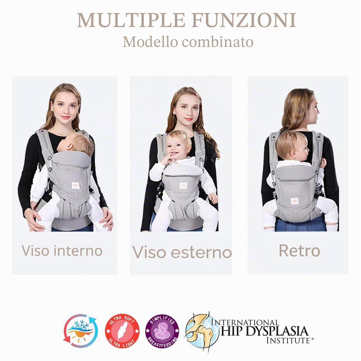 SONARIN Premium Marsupio Neonati Ergonomico,Baby Carrier,Porta Bebè,Cappuccio Rimovibile,da neonato a bambino (0-48 mesi),Supporto per la Testa,Carico massimo 20 kg(Rosso Scuro)