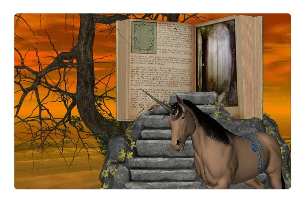 LESGAULEST Doormat Floor Rug/Mat (23.6 x 15.7 inch) - Fantasy Unicorn Book Sky Horse Animal Magic