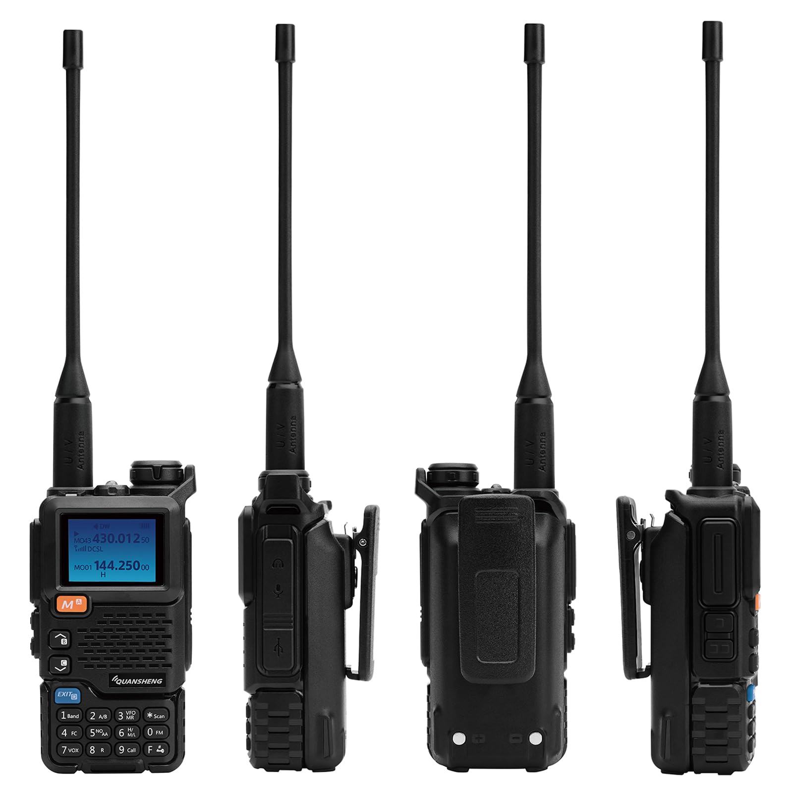 Quansheng UV5R Plus VHF UHF portatile Walkie Talkie FM NOAA | Radio a due vie per studio/esterno/auto (con supporto per radio)