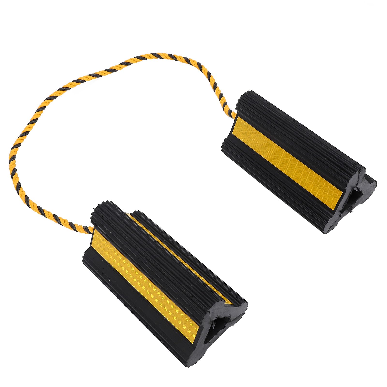 aqxreight Calzos de Goma Resistentes para Ruedas con Cinta Reflectante, Paquete de 2 Topes Antideslizantes para Neumáticos para Automóviles, Remolques, Camiones, Vehículos Recreativos, Estabilizador