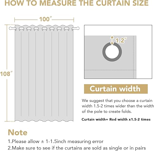 Miniatura 2 de H.VERSAILTEX Cortinas de patio 100% opacas, con aislamiento térmico para puertas correderas, paneles de ventana extra anchos, cortinas de bloqueo de