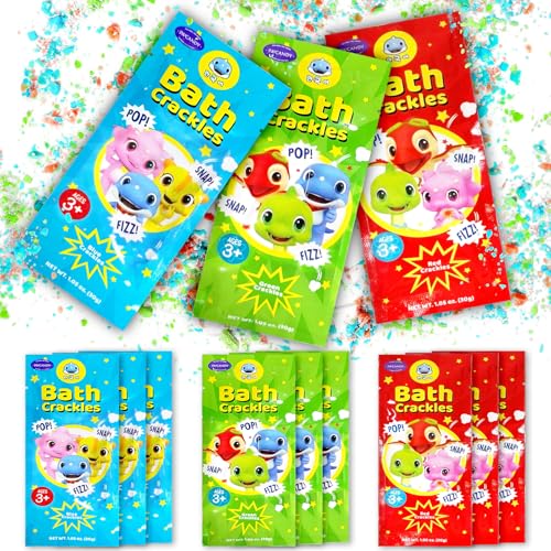 SWCANDY Bath Crackles for Kids 12 Pack Sensory Bath Toys Crackle Pop & Fizz Bath Crystals Nontoxic Fragrance-Free Mess-Free Toddler Bathtub Toys