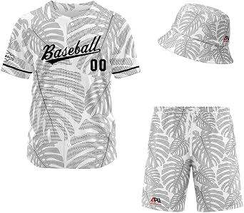 Custom Hawaiian Baseball Jersey and Shorts Set 2 Pieces Print Beach Suit with adults and kid for Bucket Hats