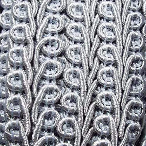 Beautiful Quality 15mm Double Scroll Gimp Braid Trim Edging Upholstery (031 Light Silver Grey / 4 Meters)