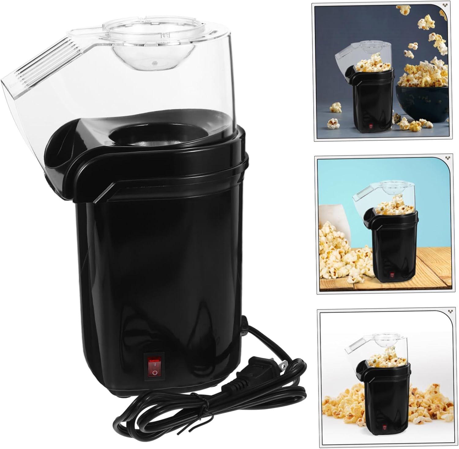 ABOOFAN 110V Electric Hot Air Popcorn Machine Mini Automatic Popcorn Maker for Home Use with Measuring Scoop for Movie Nights and Parties