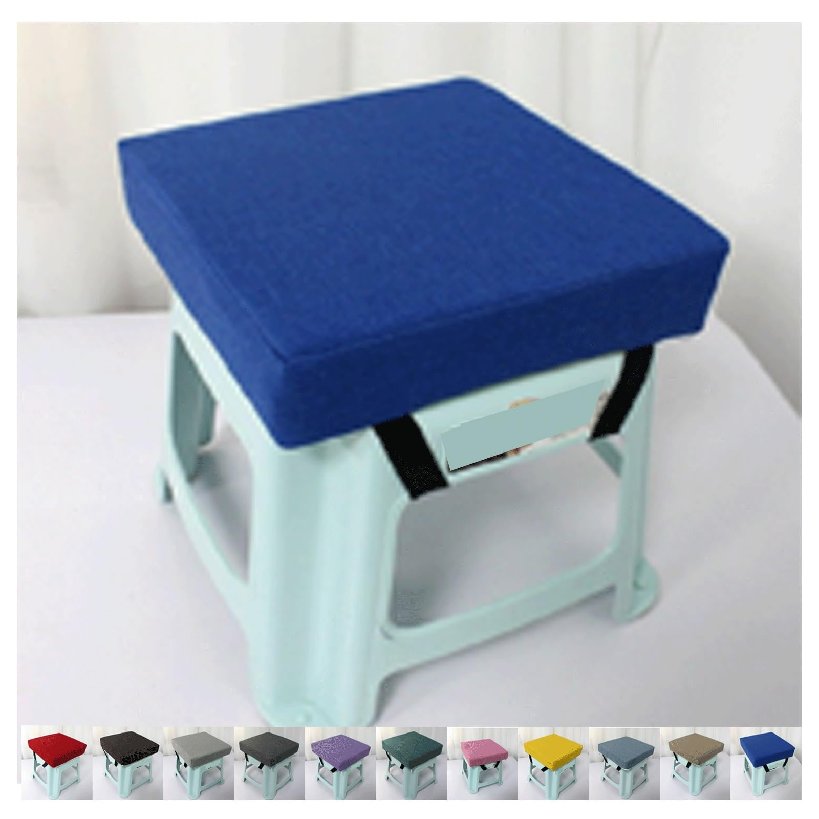 SDNAM Seat Pads for Dinin Chairs,25x25,28x28cm,30x30cm,35x35cm,24x34cm Adjustable Kitchen, Office and Garden Chair with Ties Non Slip Comfortable Cushion(Dark blue,35x35x8cm)