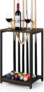 Pool Stick Holder Pool Cue Rack Wood Billiard Stick Holder Holds 6 Cues | Pool Cue Stick Holder Pool Table Accessories for Billiard Room Game Room Club, Floor Stand, Deep Brown