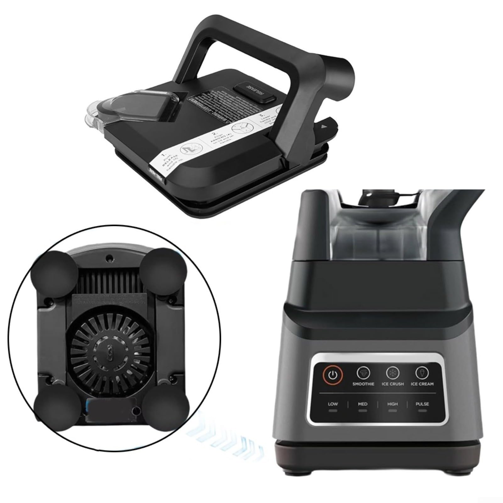 Tapa de bloqueo negra de repuesto para licuadora de 72 onzas, compatible con BN751 BN800 BL610 BL640 BL710 Series, tapa de sellado apta para lavavajillas para hacer batidos de cocina