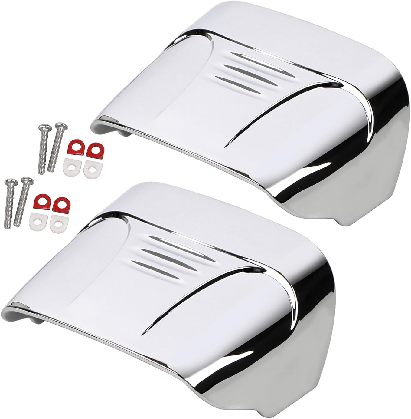 2pcs Motorcycle Taillight Cover without Slots Rear Tail Light Visor Cover Compatible with 2009-2022 Tri Glide Ultra Classic FLHTCUTG & 2010-2011 Street Glide Trike FLHXXX, Chrome