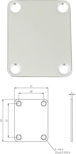 Miniatura 3 de Metallor Placa de cuello para guitarra eléctrica, 4 agujeros con tornillos, compatible con Strat Tele Style Electric Guitar Bass Parts Replacement CR