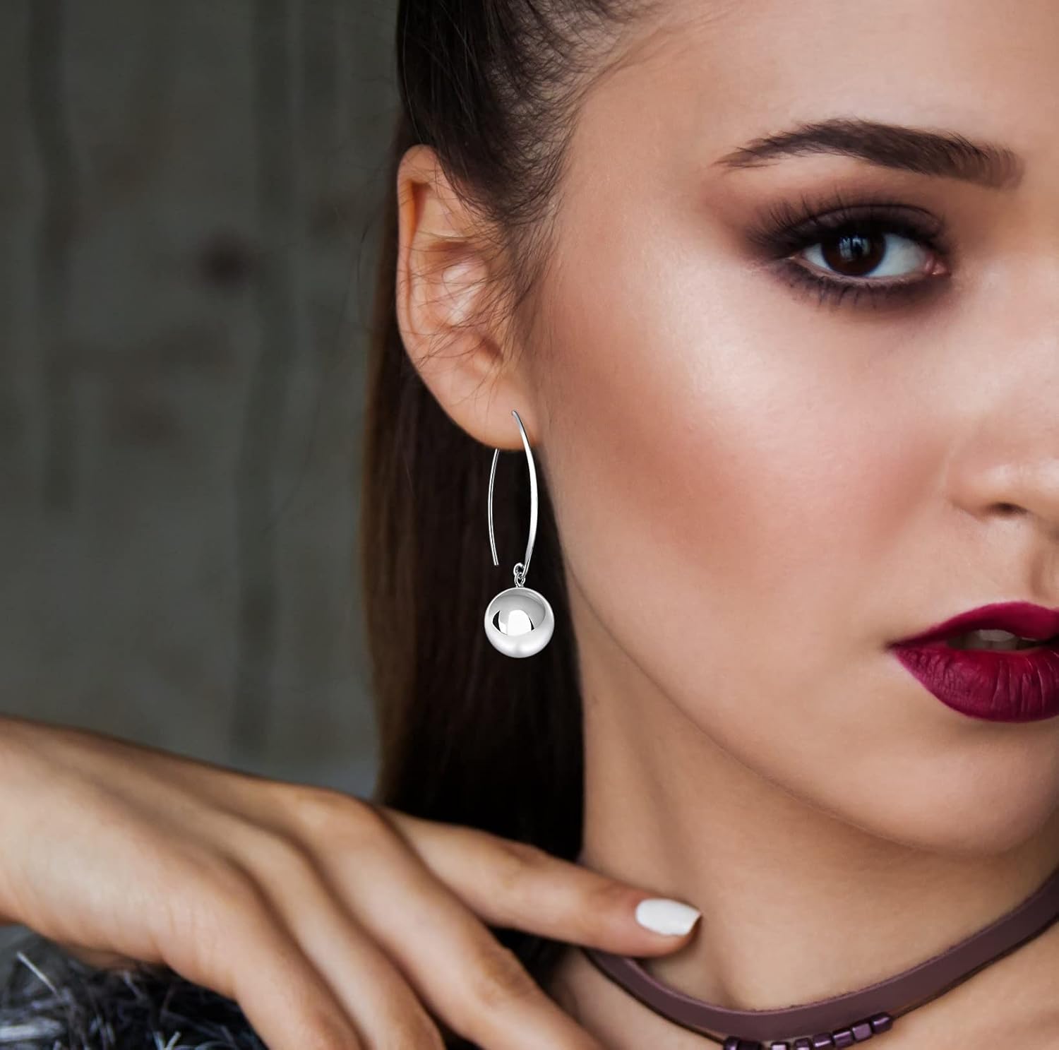Savlano 925 Sterling Silver Ear Wire Threader Bead Ball Dangling Drop Earrings for Women Available in 6MM, 8MM, 10MM and 12MM -Made in Italy Comes With Savlano Gift Box