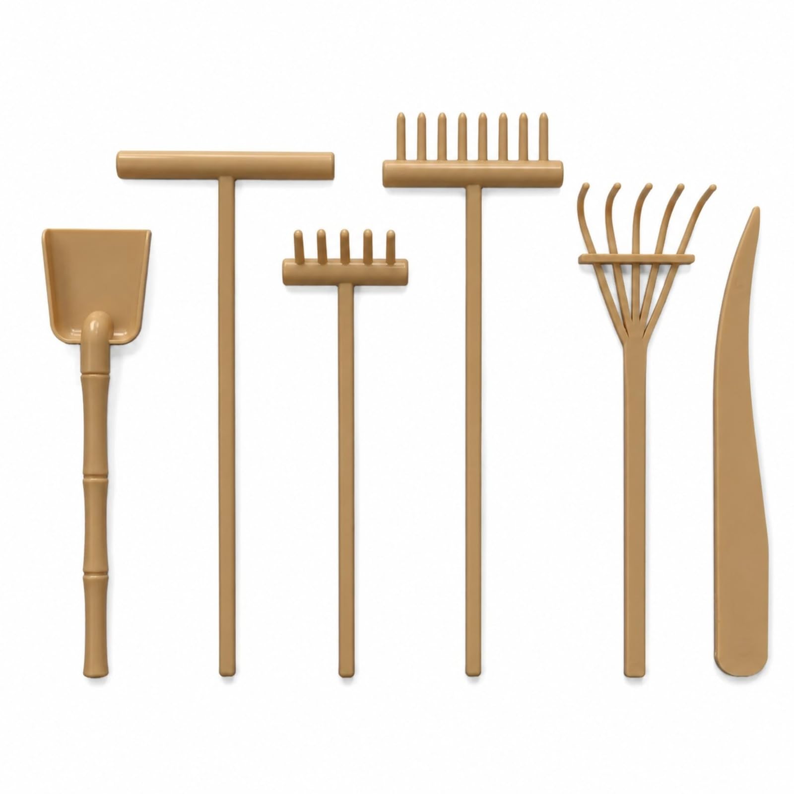 QIHAWN 6Pcs Mini Zen Garden Rake Set Plastic Sand Tools for Desktop Decor
