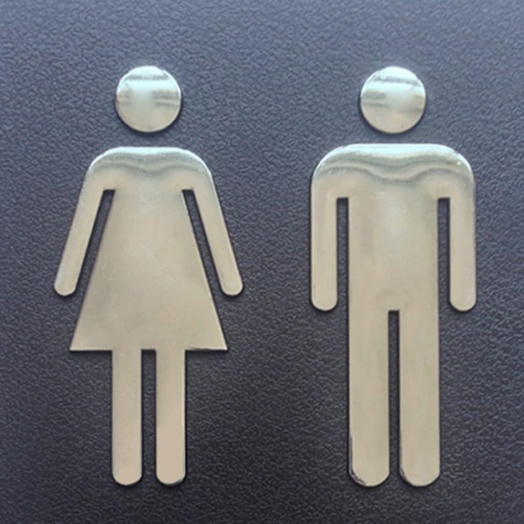 バスルームアクリルマークラベル 取り外し可能な裏面 粘着式トイレ WC サイン ウォールステッカー 1枚 DIY デコレーション用