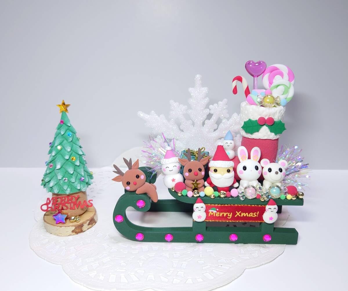 Amazon | 樹脂粘土サンタトナカイうさぎ白くま雪だるまクリスマスソリ