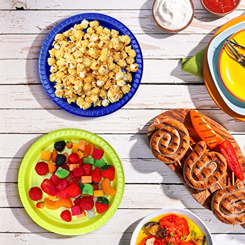 200 Pieces Colorful Plastic Plate Disposable Round Plastic Plates Bulk Colored Party Dessert Plate Dinnerware For Birthday Baby Shower Home Picnic Graduation Anniversary Party Supplies (9 Inch) #TOP4