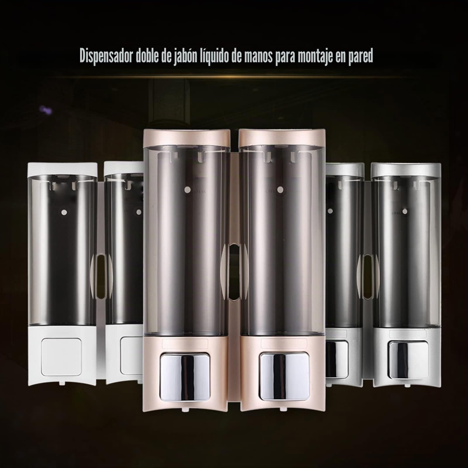 Dispensador de jabón de Pared, dispensador jabon baño,Dispensador y Soporte Manual de champú y Gel de Ducha, Adecuado para Hotel, baño, Inodoro. (200ml x 2)