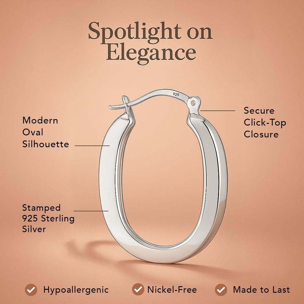 LeCalla Sterling Silver Hoop Earrings for Women | Lightweight Silver Chunky Hoop Earrings | Handmade Electroform Hollow Italian Design Click-Top Earrings Hoop - Image 4