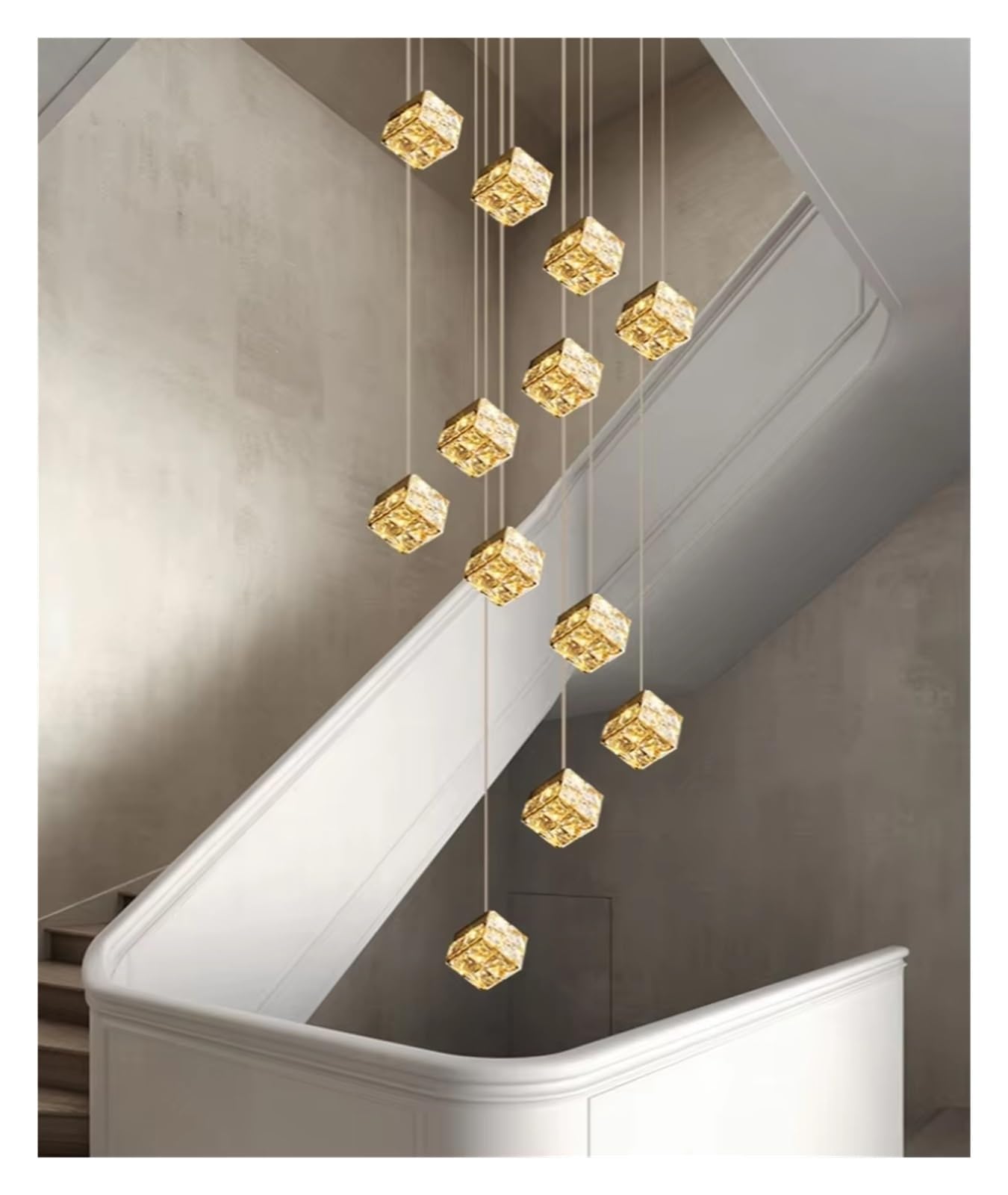 ZTCHSENZT Crystal Chandelier Gold Stainless Steel for Hotel Hall Parlor Dining Room Bedside Lighting Fixture,Changeable-12 Lights