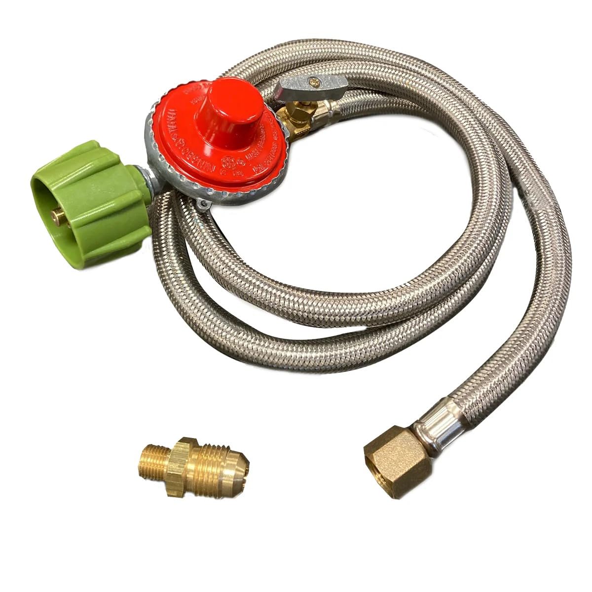 Bayou Classic Manguera trenzada de acero inoxidable/conjunto regulador, 5-PSI