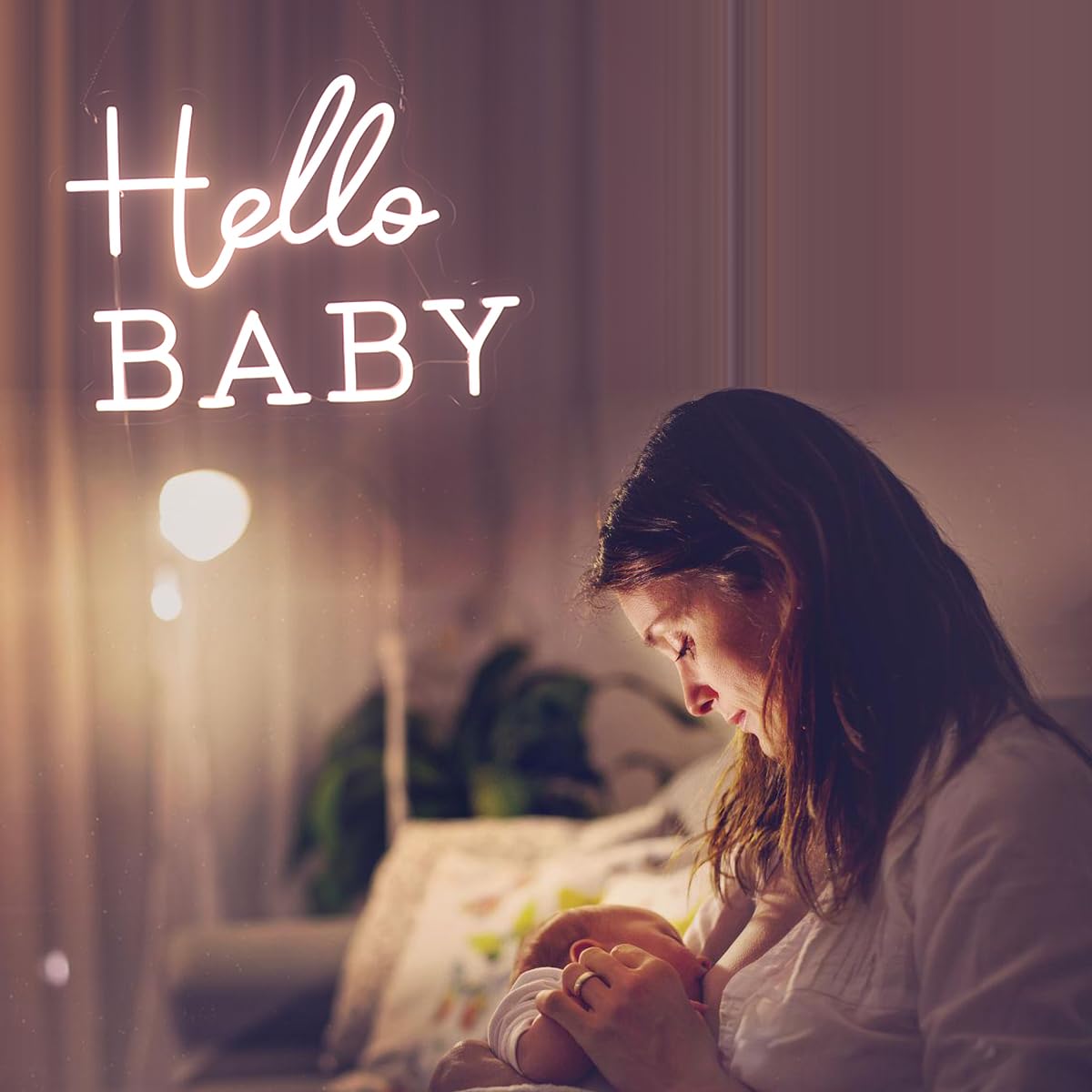 "Hello Baby" LED Neon Sign for Gender Reveal Party - Warm White Letters for Welcome Baby Pregnancy Announcement Baby Shower Yard Decor - Image 2