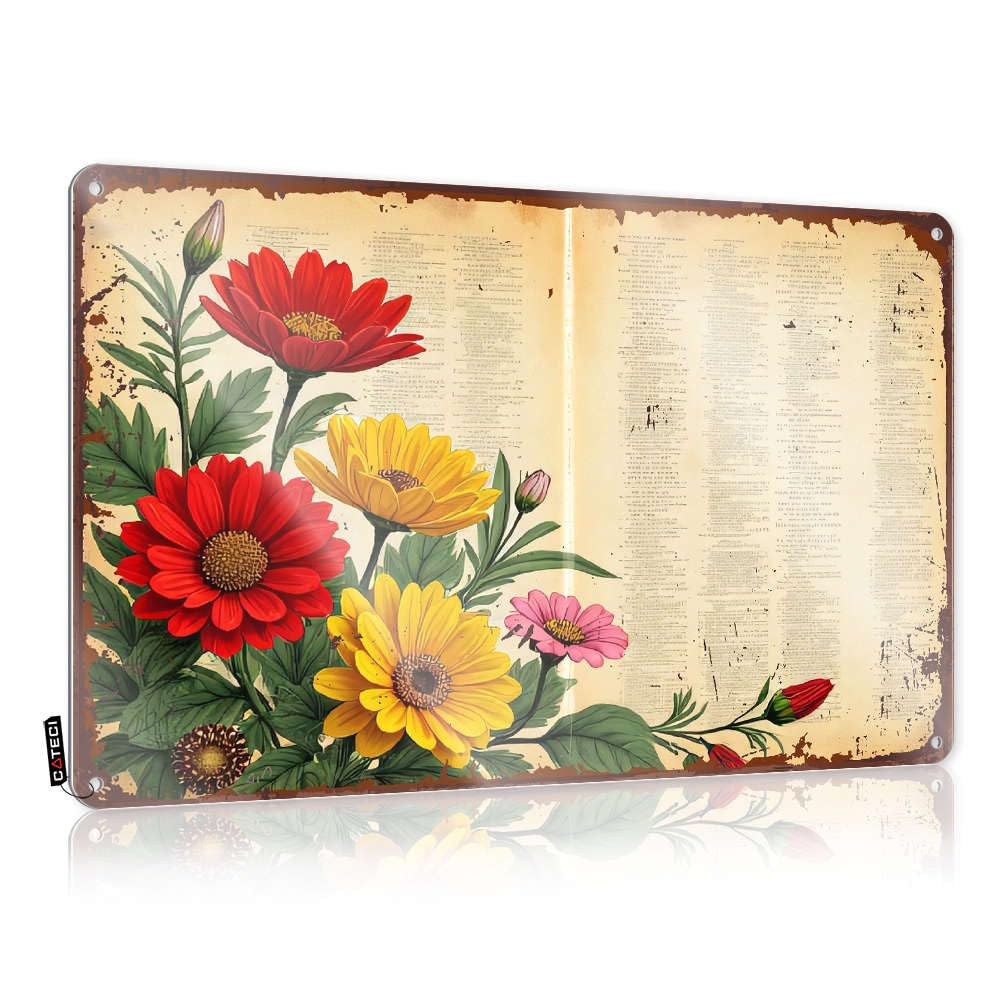 Retro Wall Decor Tapestry Hallway Beautiful Personalized Vintage Flowers On Old Book Pages. - Easy To Hang Art(30X40CM)