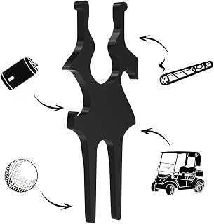 Strong Magnetic Golf Multi-Tool – Portable Golf Cart Holder – Fits 46–50 Ring Gauge – Metal Golf Tool with Clamp, Can Opener, Divot Repair Tool, and Ball Marker – Includes 3M Stickers