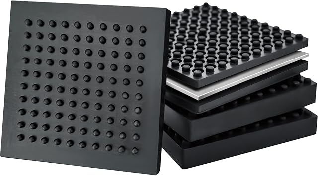 BXI Exercise Equipment Mat Heavy Duty - 4 x 4 x 0.8 Inches 4 Pcs Non Slip Noise Reduction Anti Vibration Treadmill Stationary Bike Mats, Thick Steel Embedded Rubber Pad for Hardwood Floors & Carpet