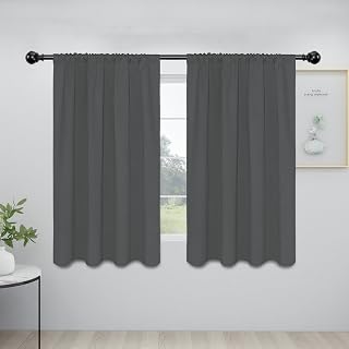 Easy-Going Rod Pocket Blackout Curtains, 2 Panels 42x54in, Grey